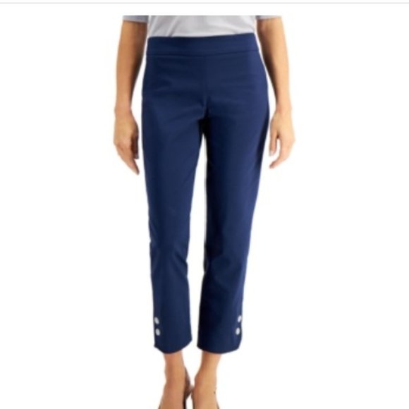 NWT Blue Jm Collection Diamonte Tab Pull-on Pants - Picture 1 of 8